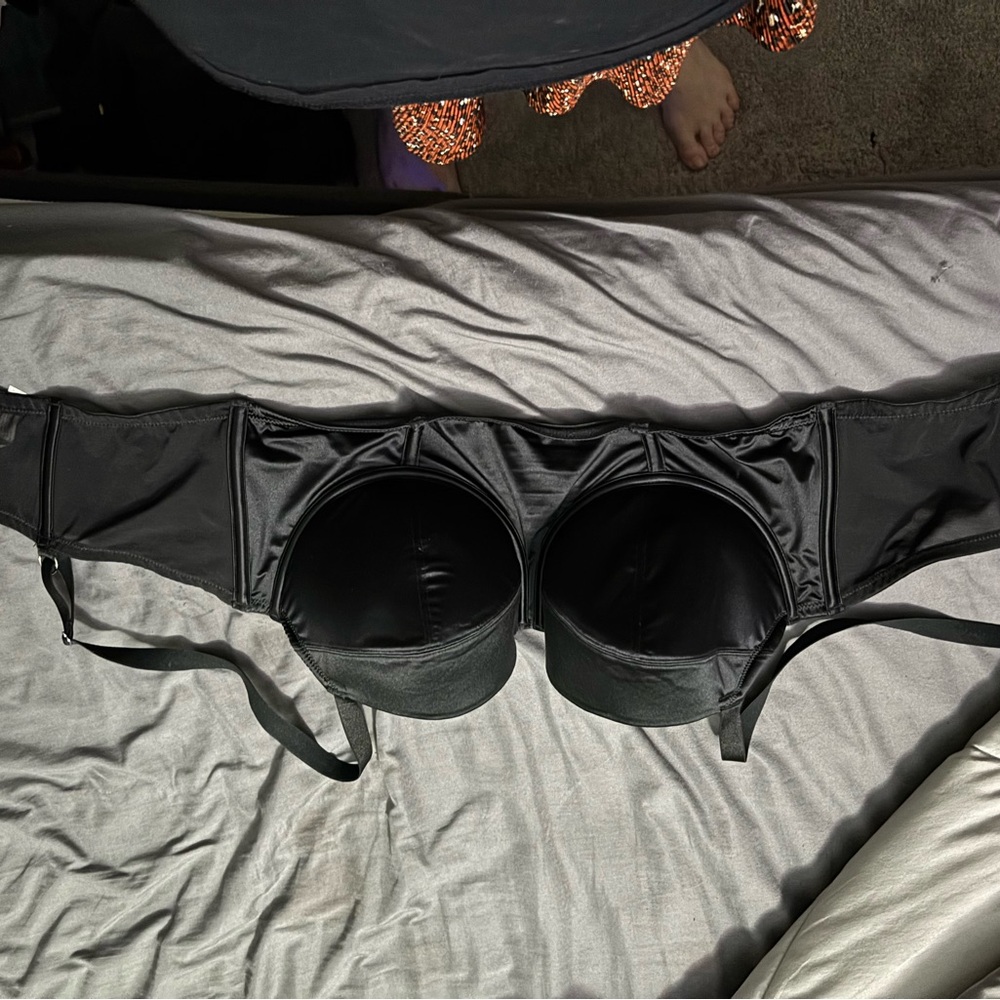 Black Satin Longline Bra